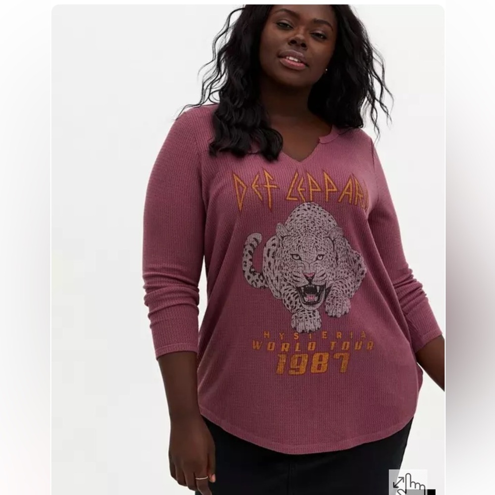 Torrid Size 5 The Vinyl Icons Def Leppard Waffle Knit Long Sleeve Tee